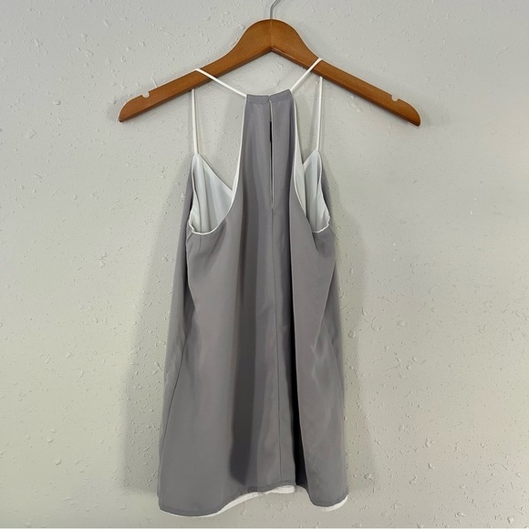 🦋 Express Grey White Reversible Tank Top Blouse XXS Neutral Summer Lightweight - Picture 4 of 10